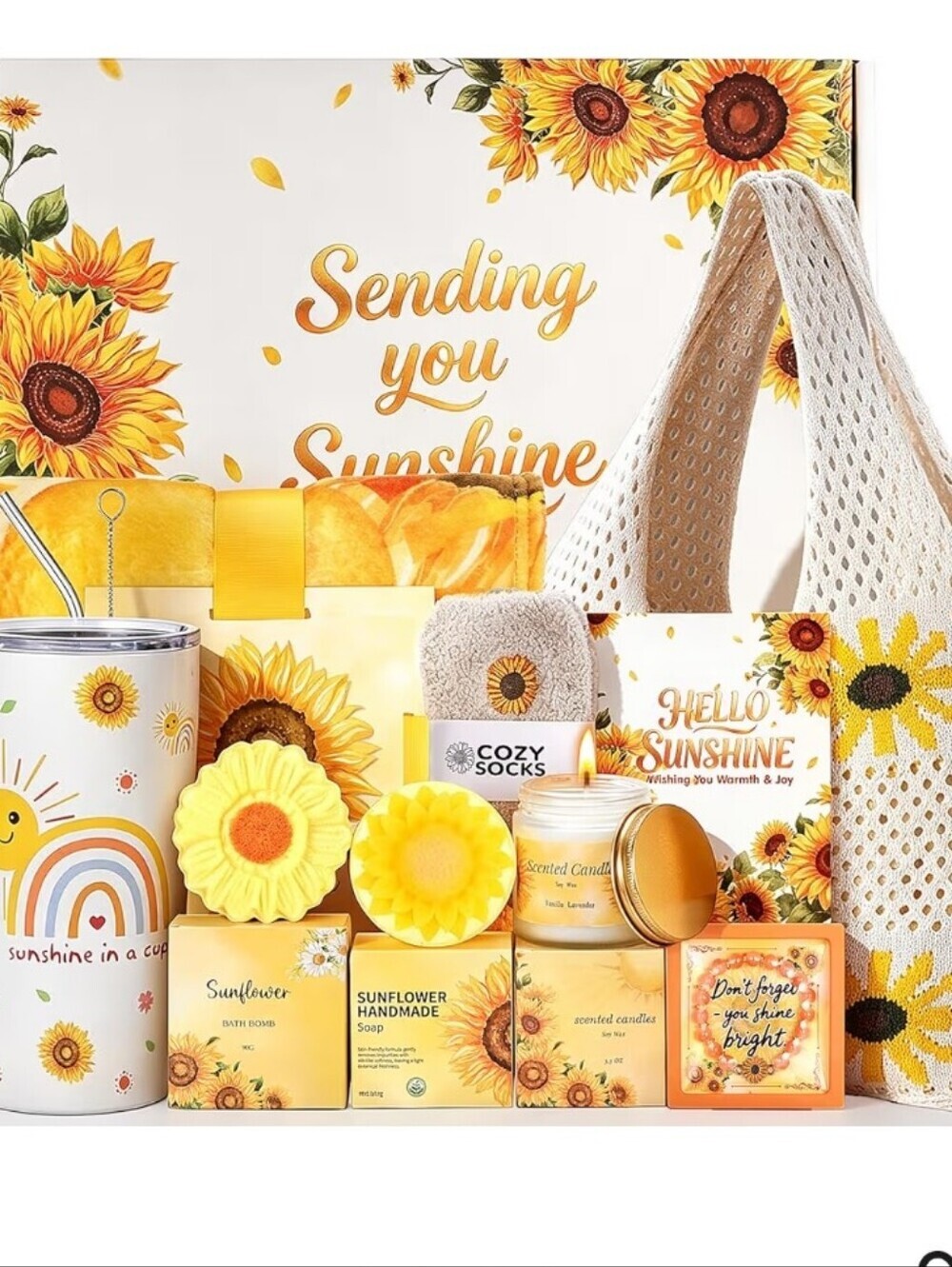 Sunflower Gift Set Tote with Yellow Bath & Body Essentials